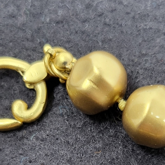 Vintage Oscar de la Renta Brushed Gold-Tone Nugget Bead Necklace - Picture 7 of 9